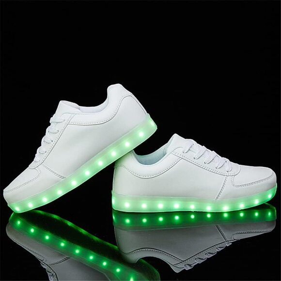 ⚡Unisex White USB Charging Light Up Shoes Sports LED Dancing Sneakers Lace Up - Picture 5 of 8